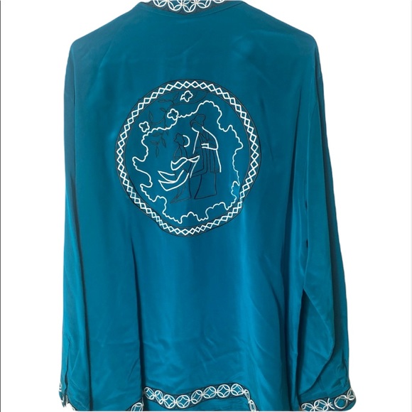 DVF DIANE VON FURSTENBERG VINTAGE SILK BLOUSE SIZE LARGE - Picture 2 of 7